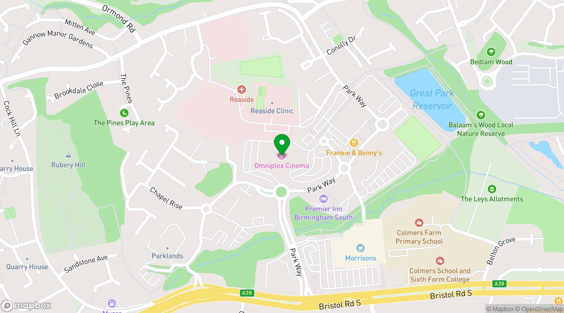 Map showing Eastwood Hall