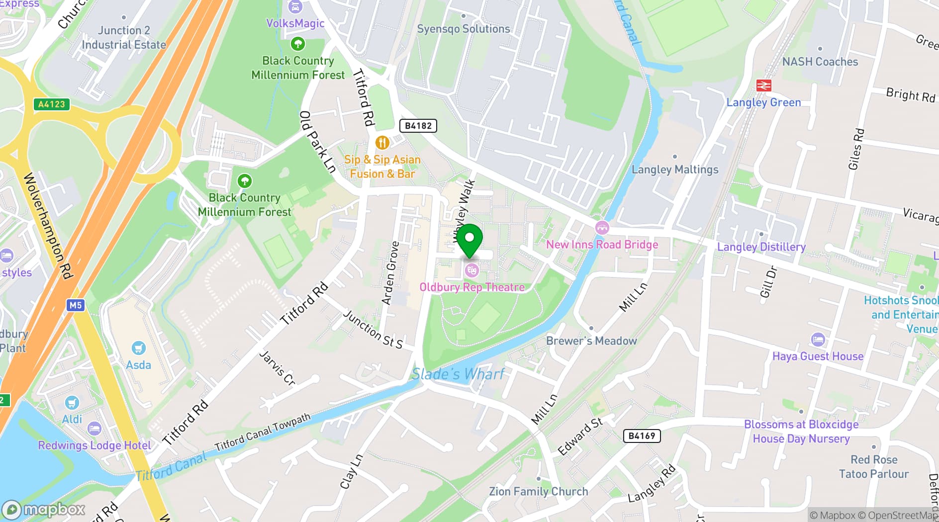 Map showing Oldbury Repertory Theatre