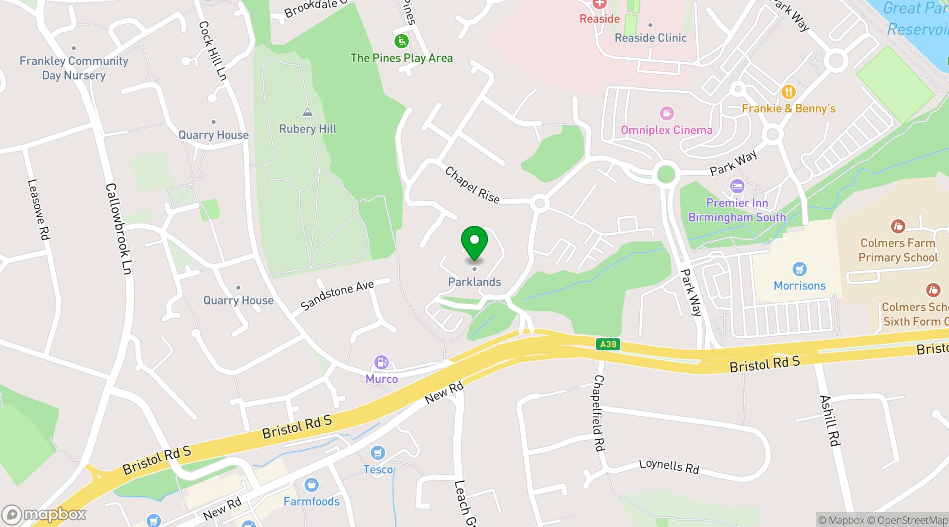 Map showing Kents Hill Park