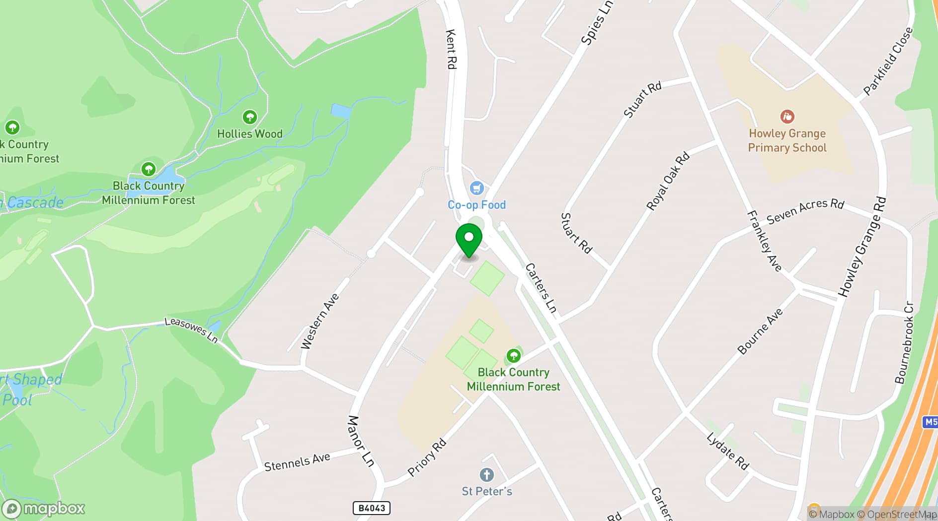 Map showing The Royal Oak Halesowen