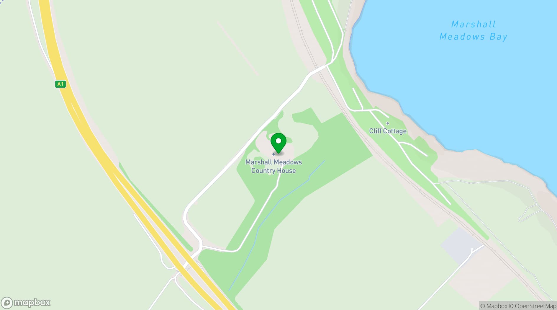 Map showing Marshall Meadows Manor House Hotel