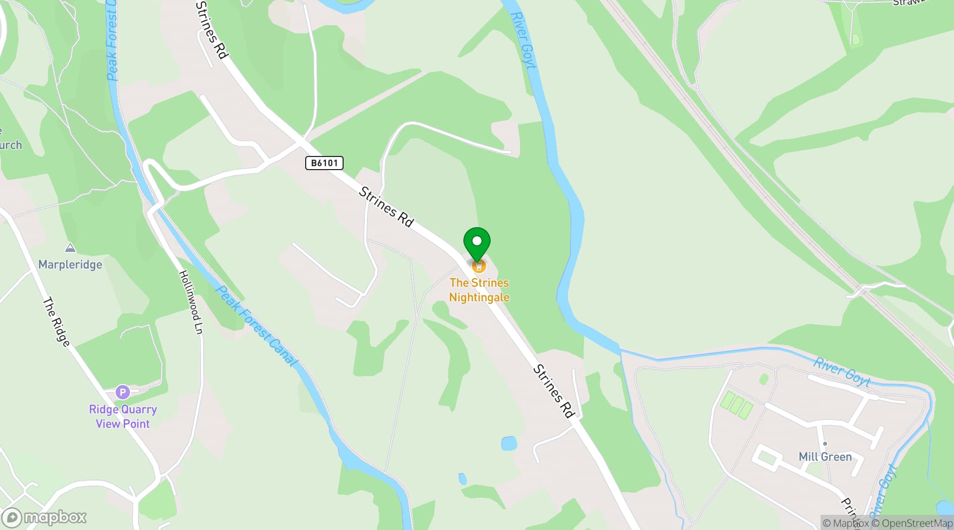 Map showing The Strines Nightingale