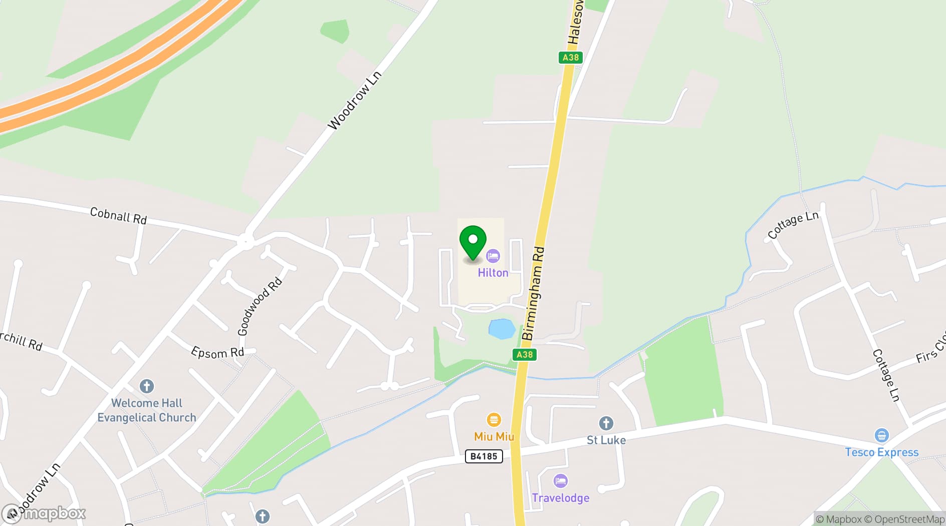 Map showing Bromsgrove Hotel & Spa