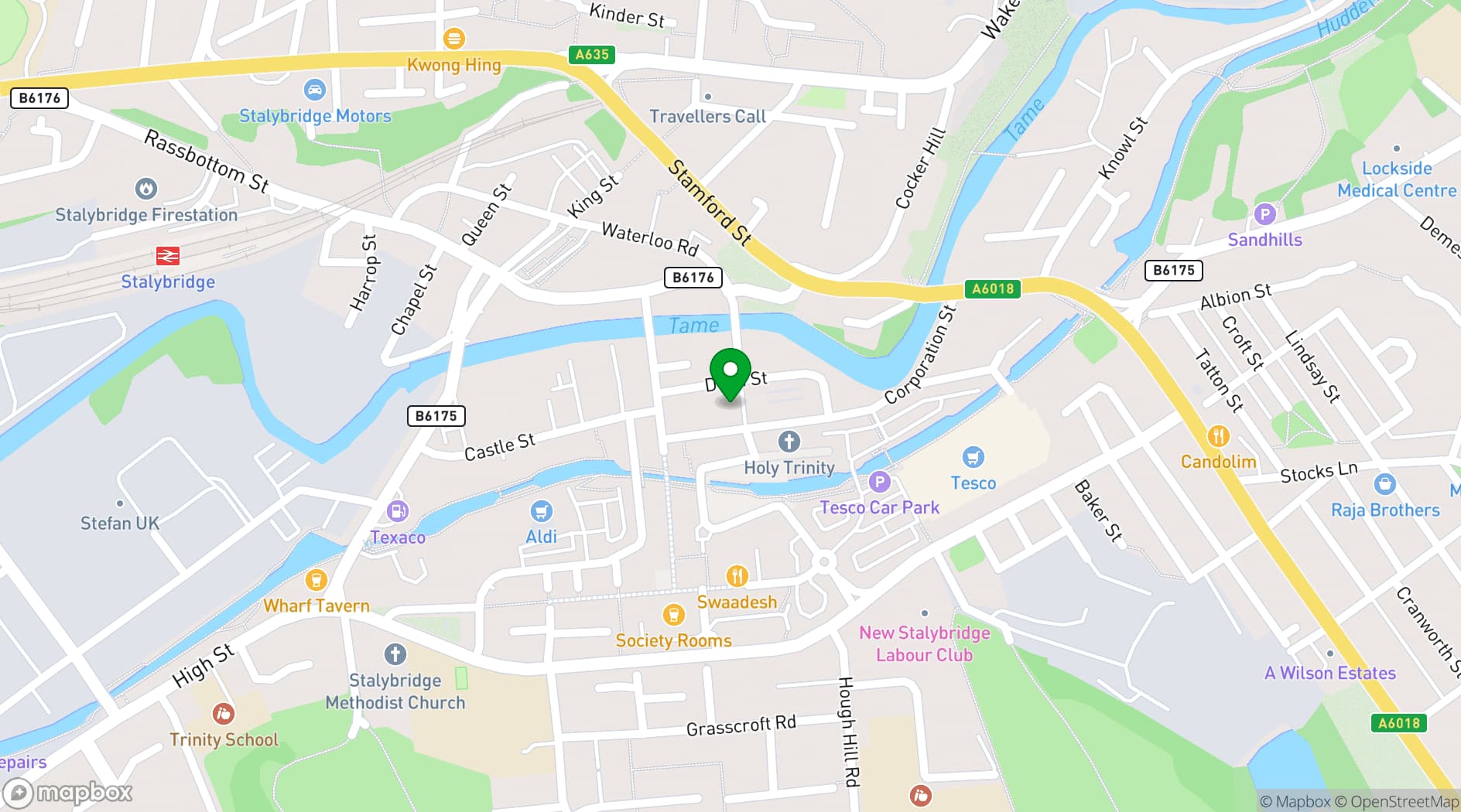 Map showing Stalybridge Civic Hall