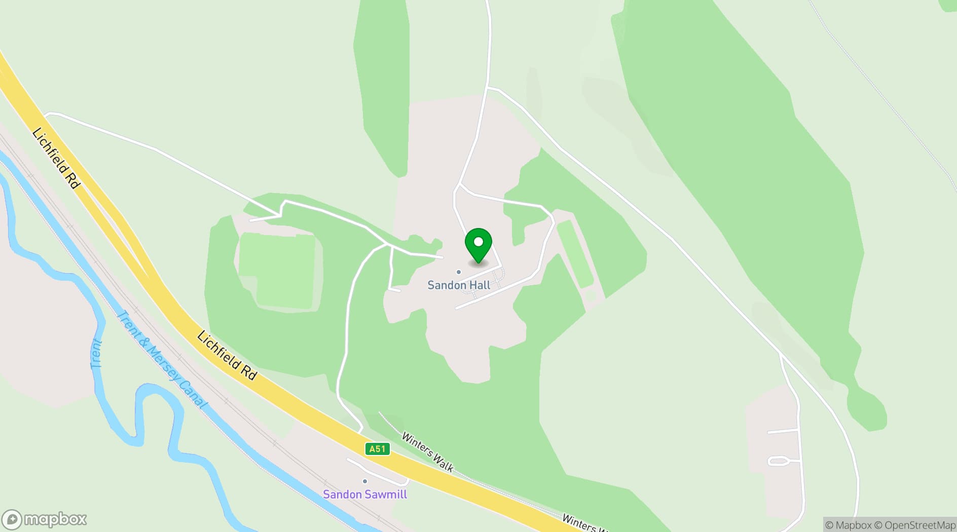 Map showing Sandon Hall