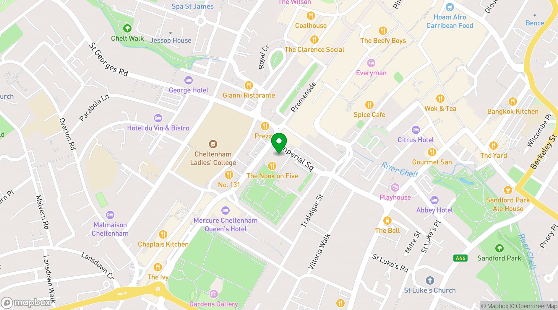 Map showing The Nook On Five