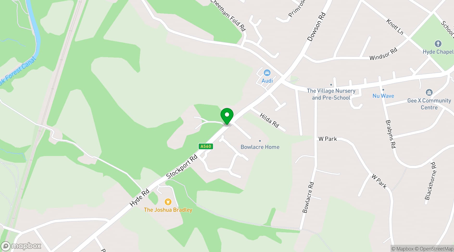 Map showing The Joshua Bradley & Bluebell Suite 