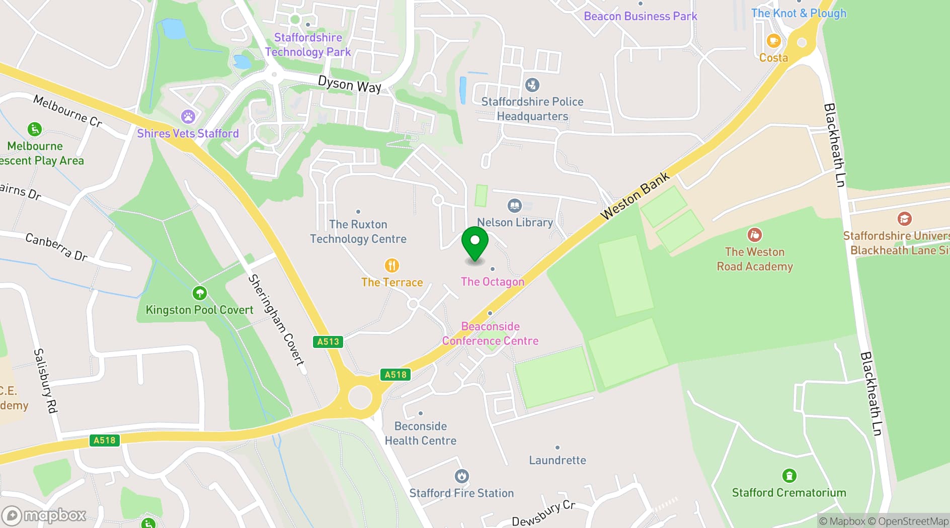 Map showing Beaconside Conference Centre