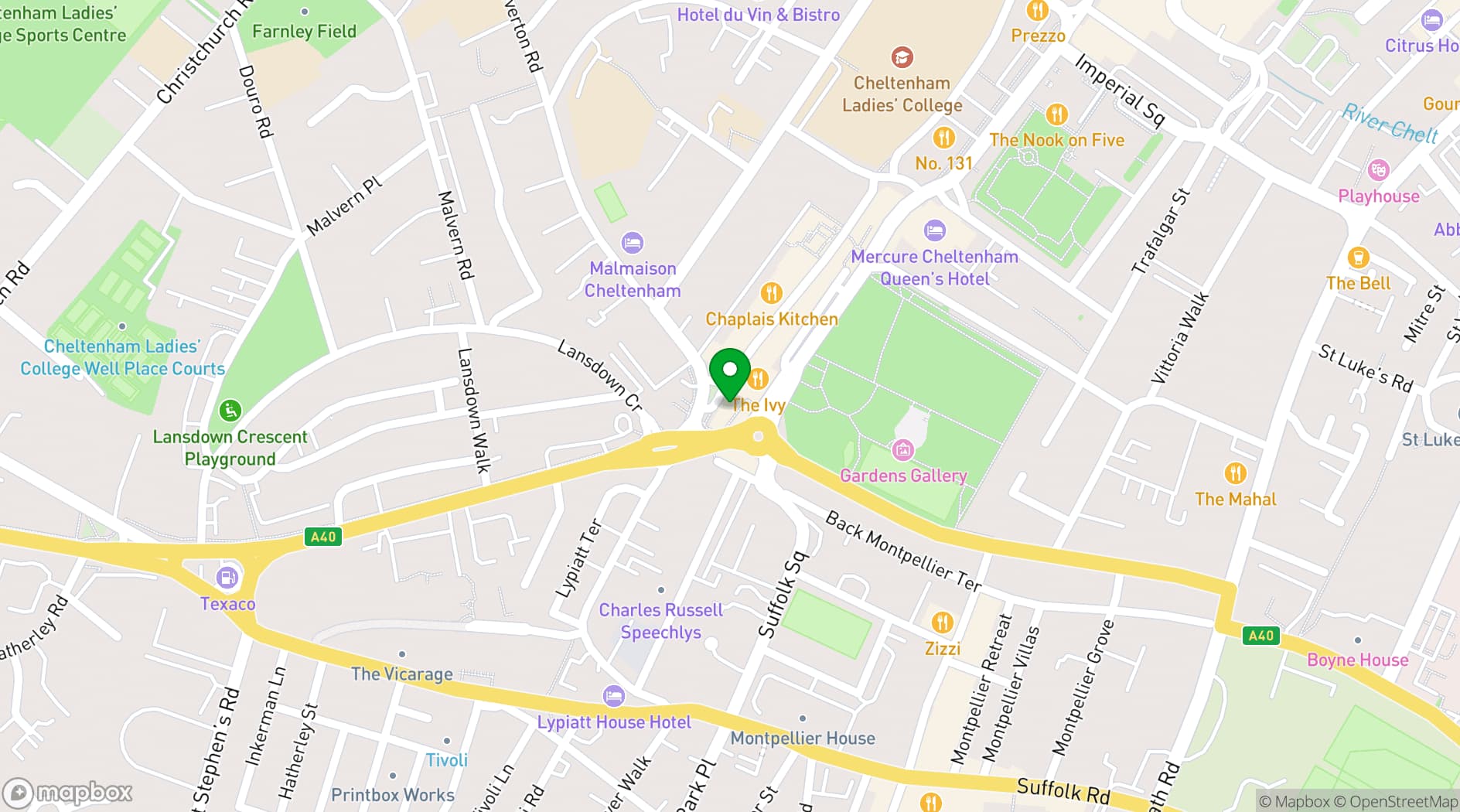 Map showing  The Ivy Montpellier Brasserie