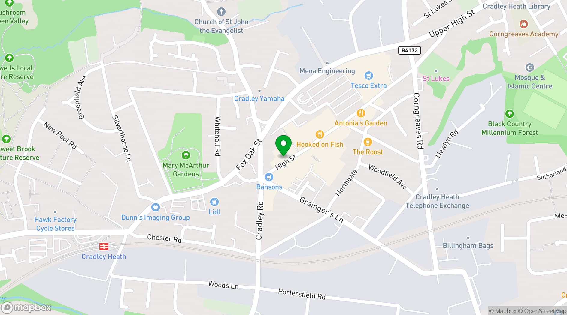 Map showing Bennetts Reggae Lounge