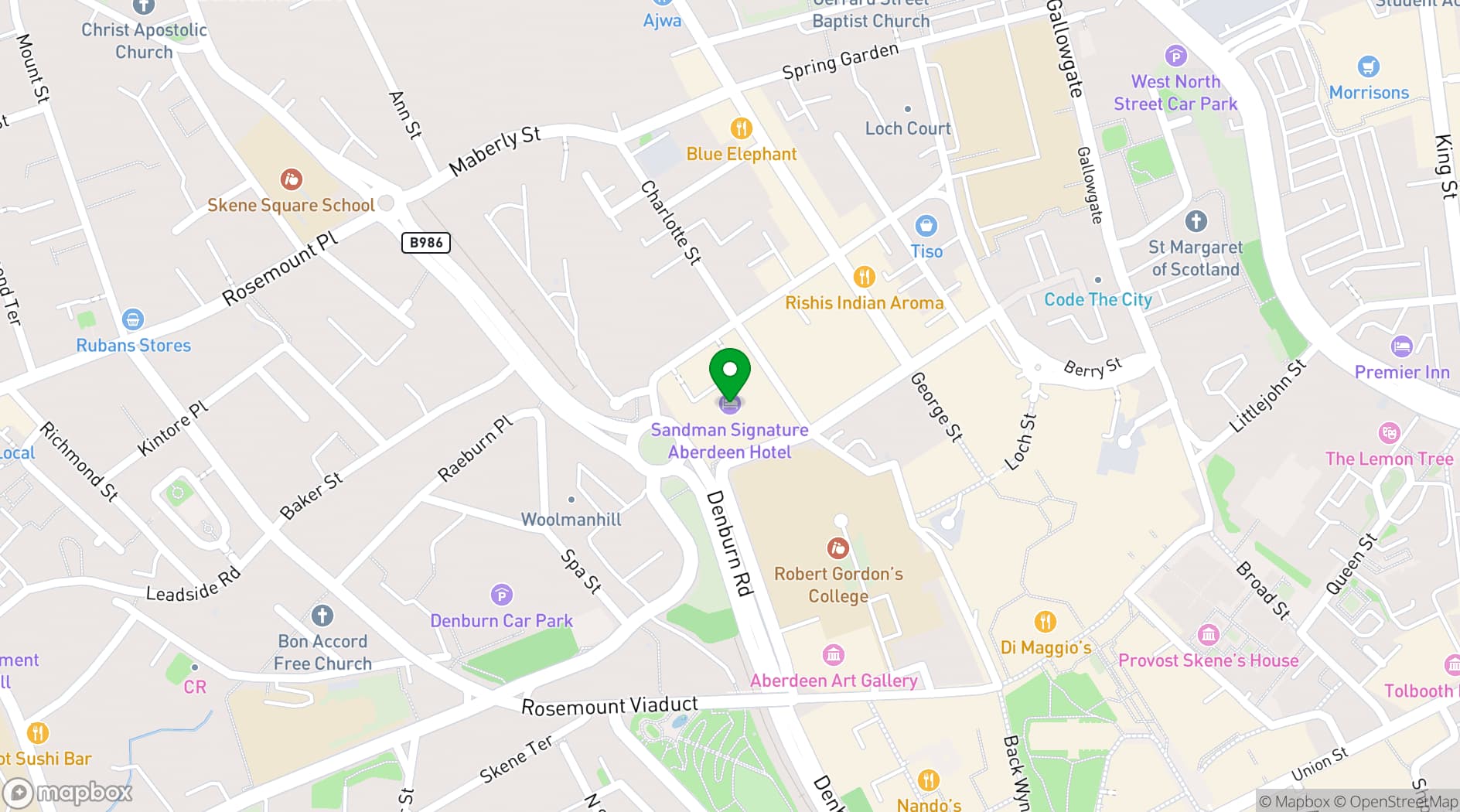 Map showing Sandman Signature Aberdeen