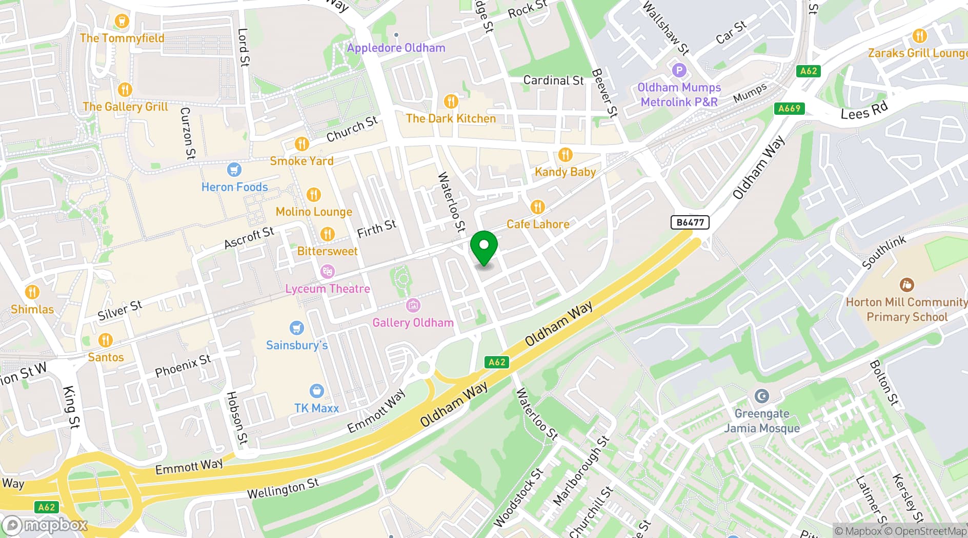 Map showing All Nations Church Oldham