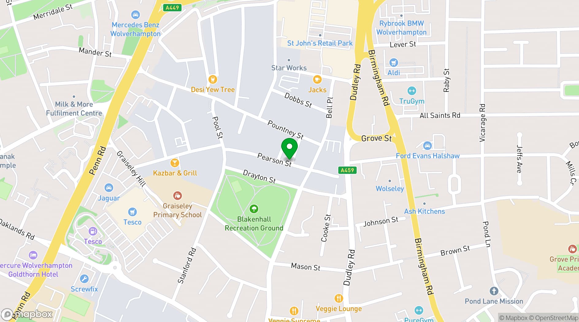 Map showing The Hangar