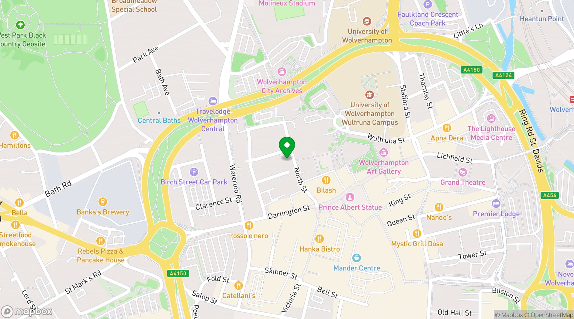Map showing The Halls Wolverhampton