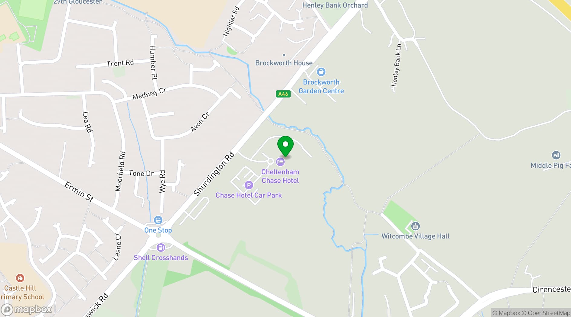Map showing Delta Hotels Cheltenham Chase