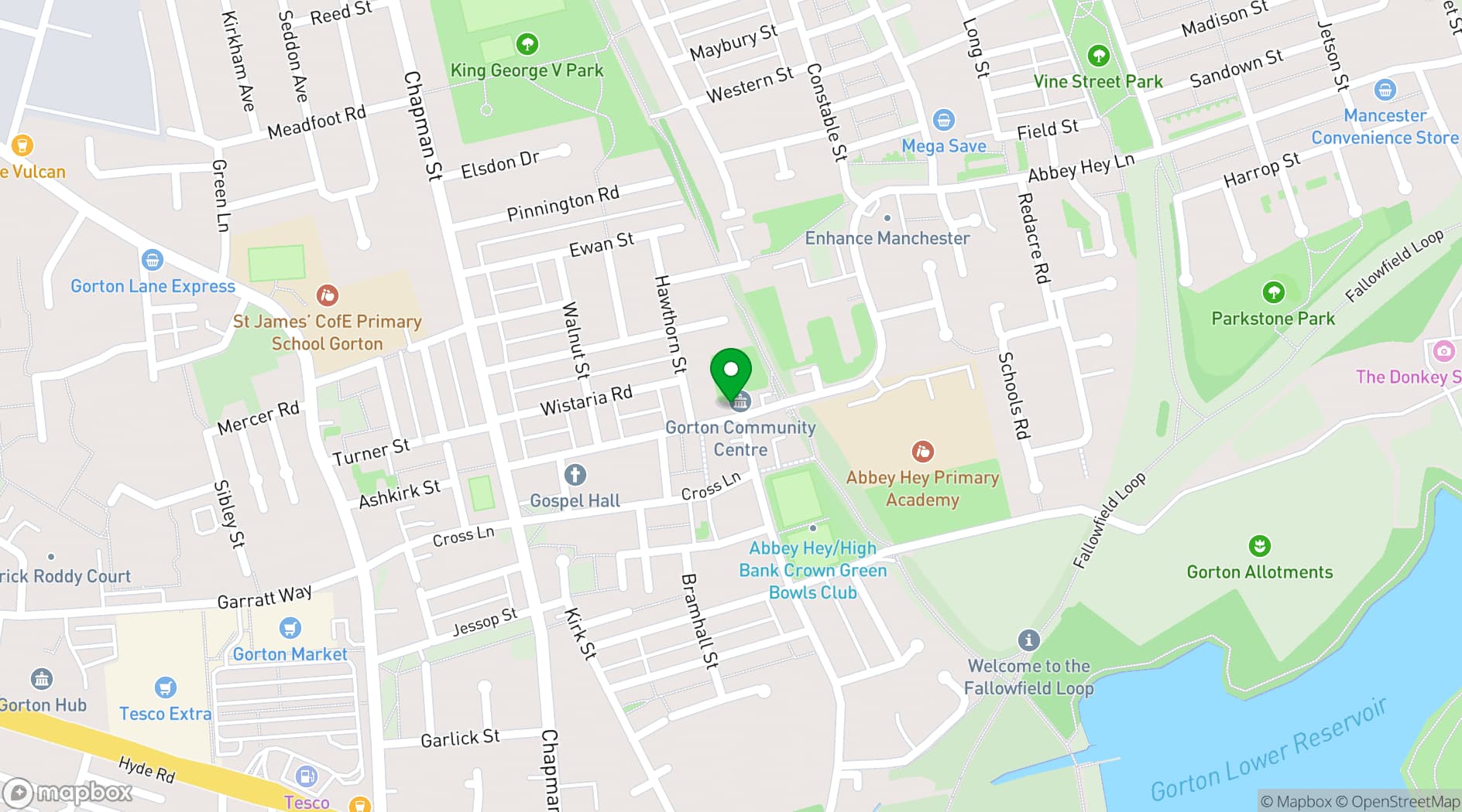 Map showing Gorton Central