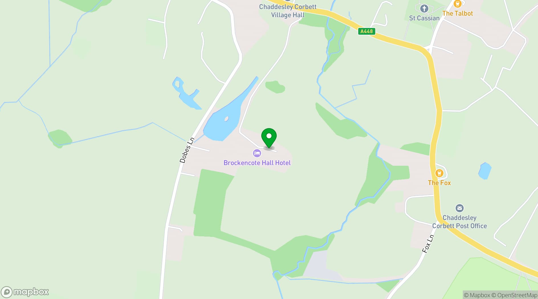 Map showing Brockencote Hall Hotel