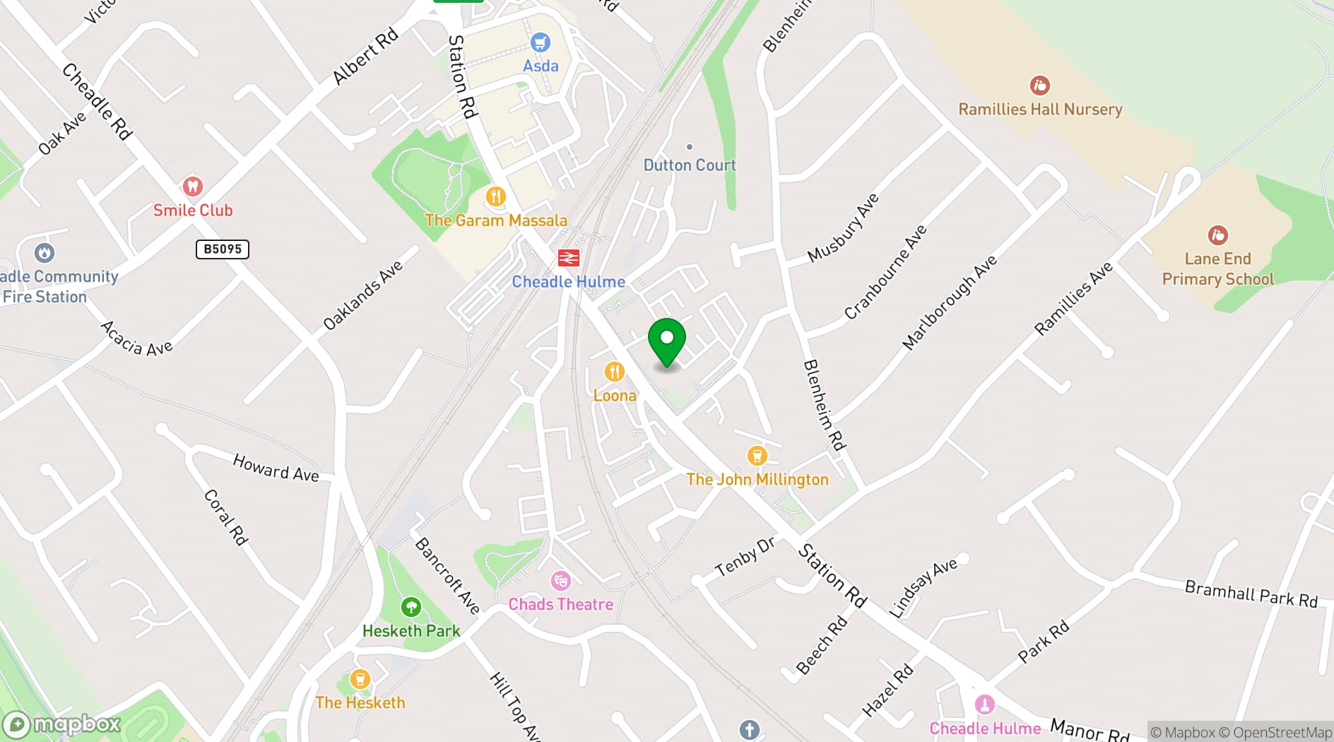 Map showing Business center for rent on Station Road, Manchester