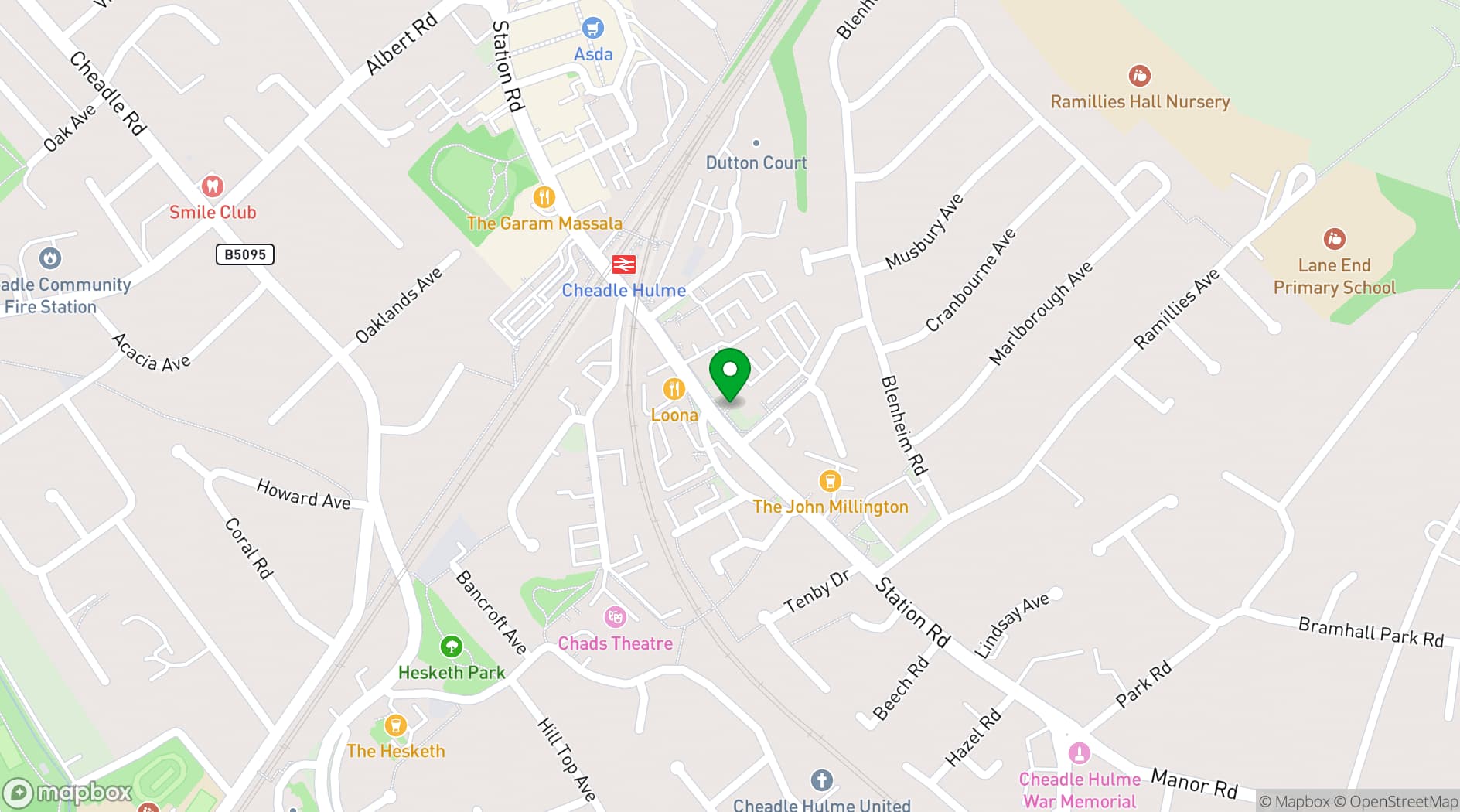 Map showing Gusto Italian Cheadle Hulme