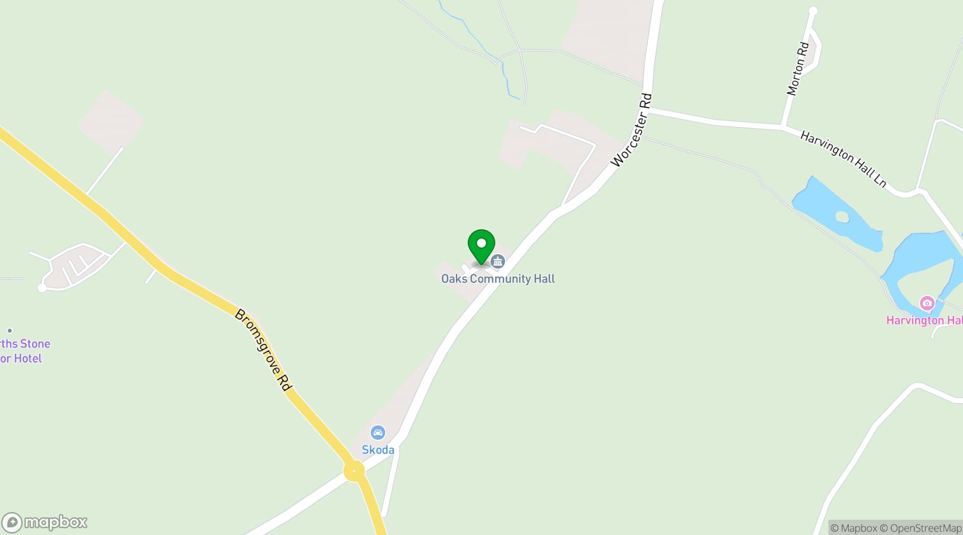Map showing The Oaks Community Hall