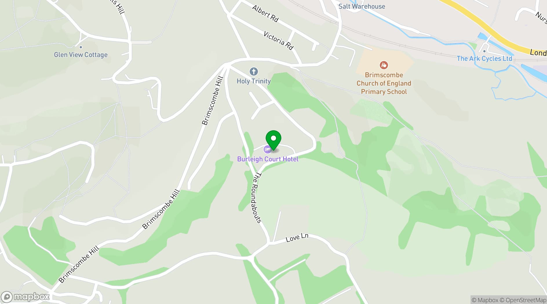 Map showing Burleigh Court