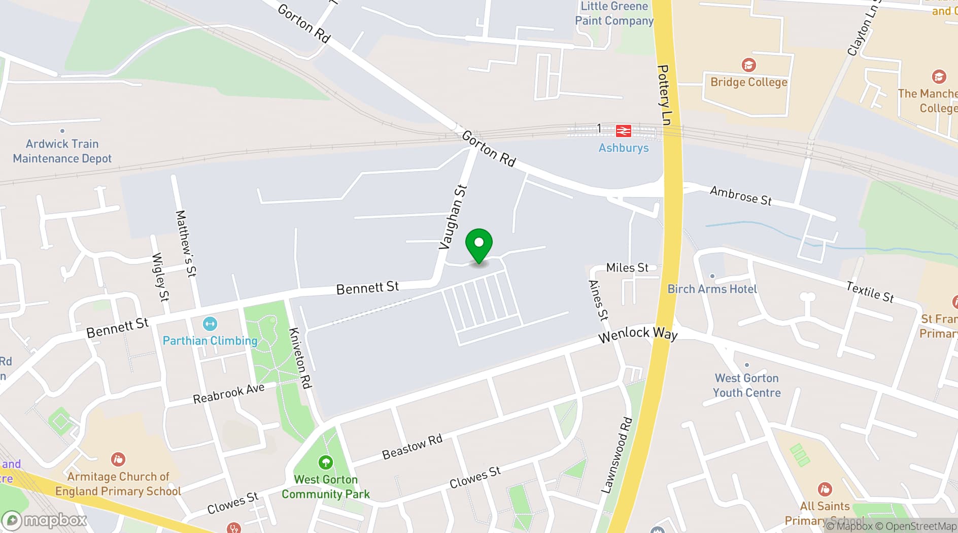 Map showing Space Studios Manchester