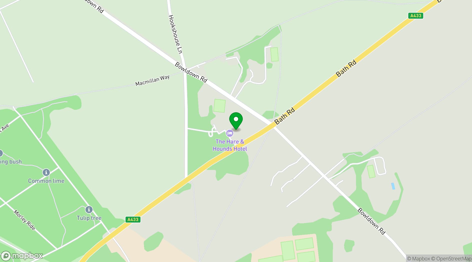 Map showing The Hare & Hounds Hotel