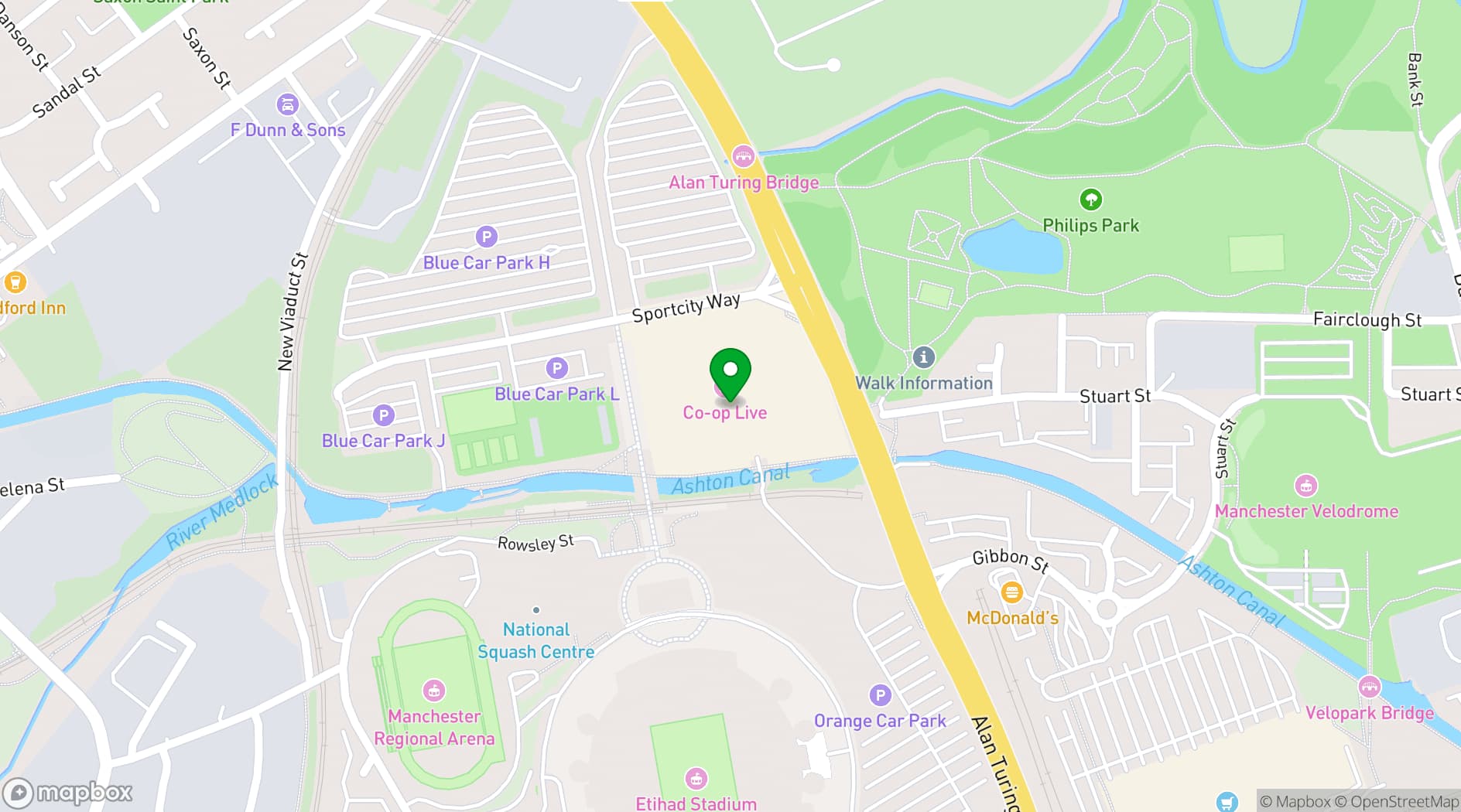 Map showing Co-op Live