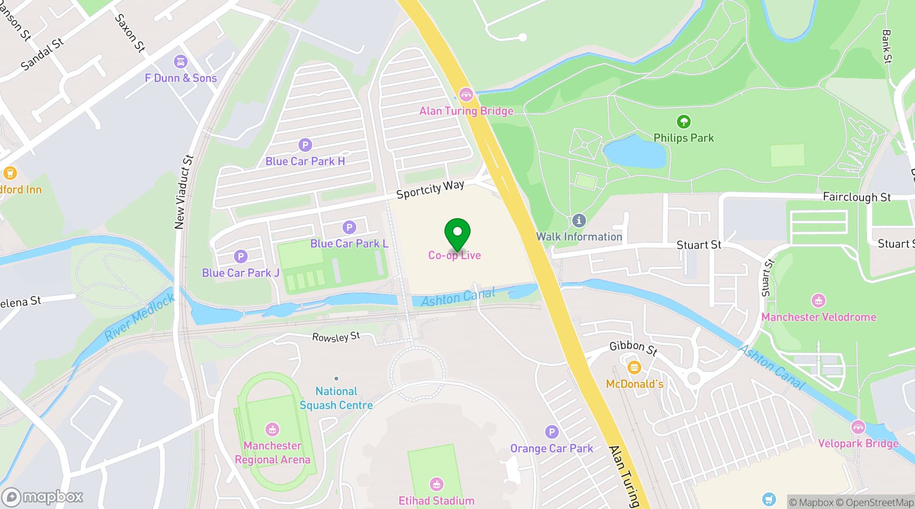Map showing Co-op Live