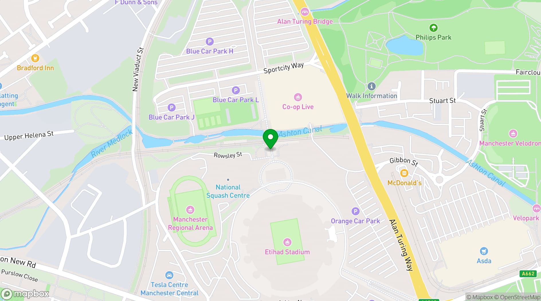 Map showing The Etihad Stadium