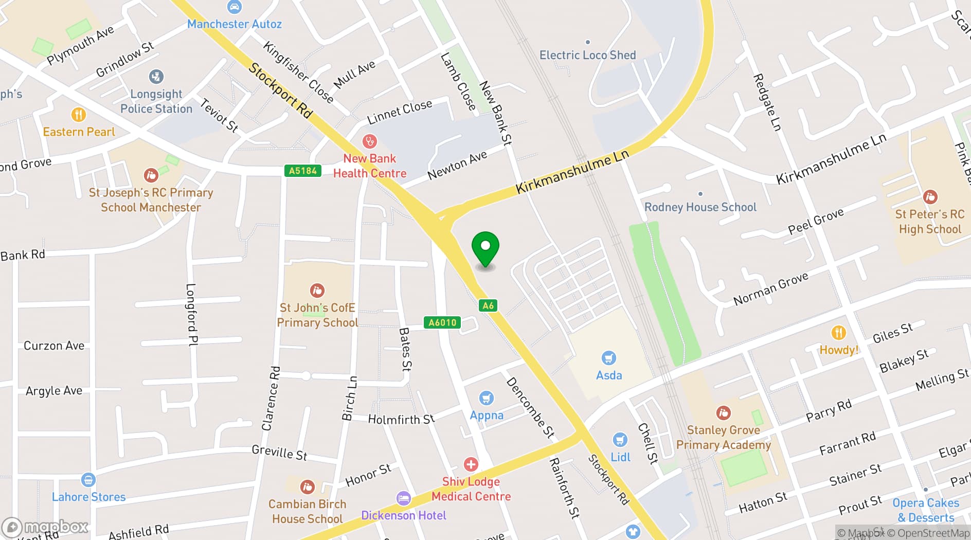 Map showing Longsight Community Centre