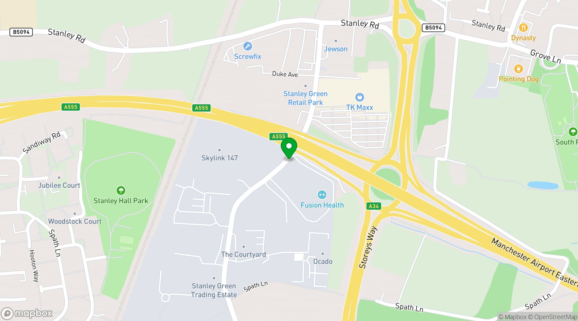 Map showing Pro Football Arena
