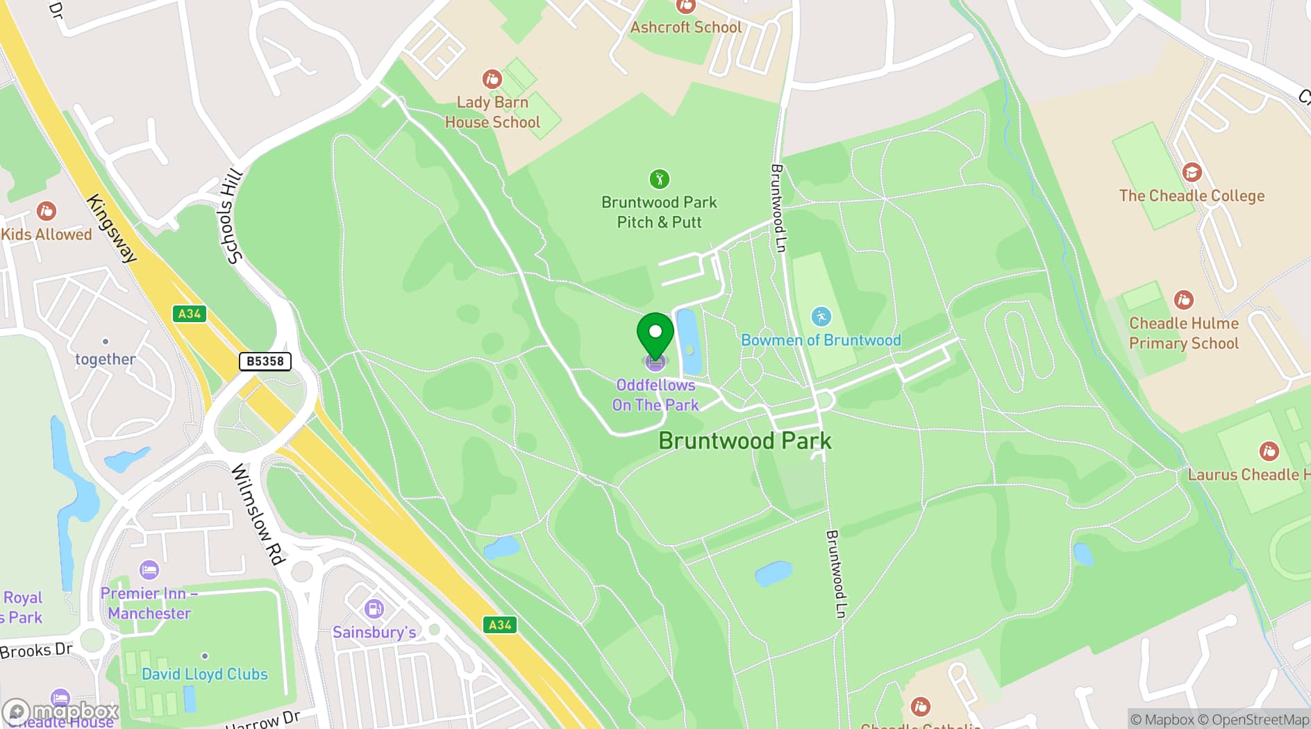 Map showing Oddfellows On The Park