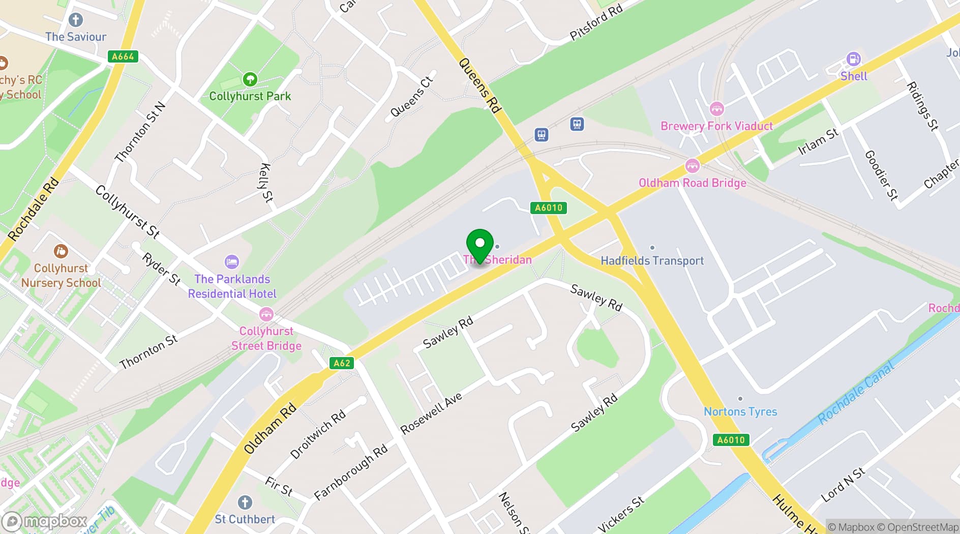 Map showing Sheridan Suite