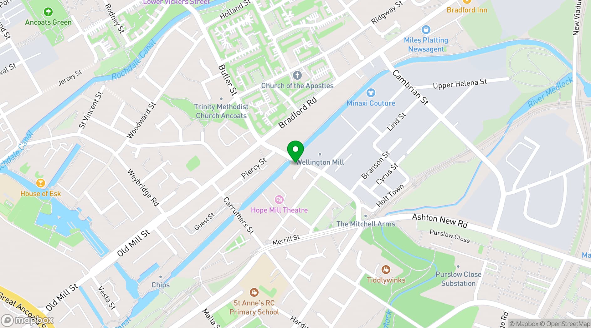 Map showing Bridge 5 Mill
