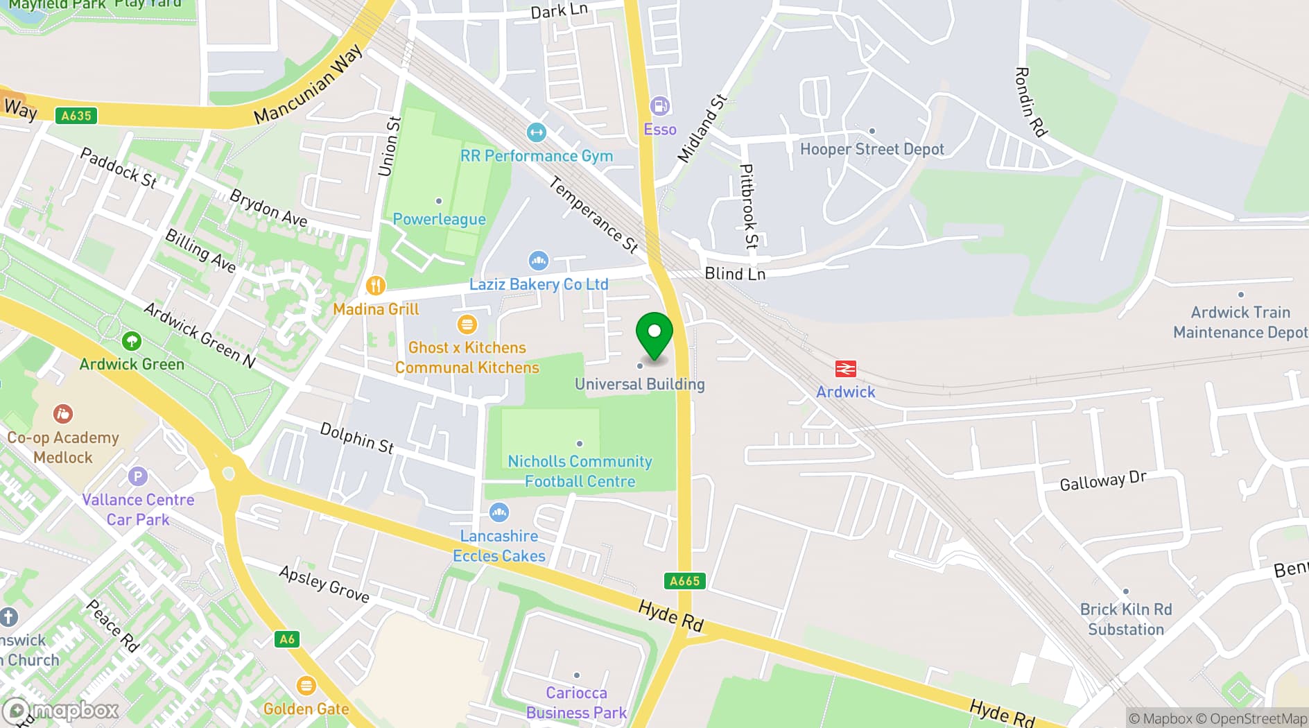 Map showing Studio 5 Manchester Photography Studio