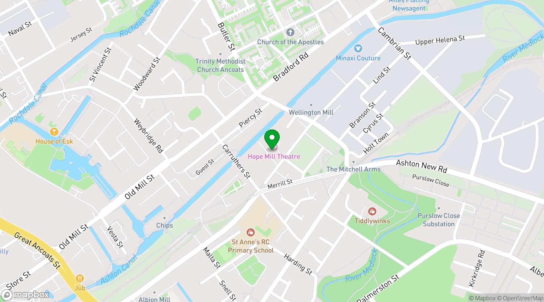 Map showing Hope Mill Theatre