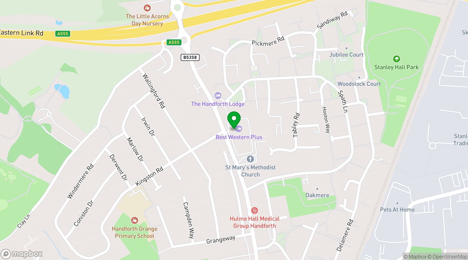 Map showing Pinewood Hotel