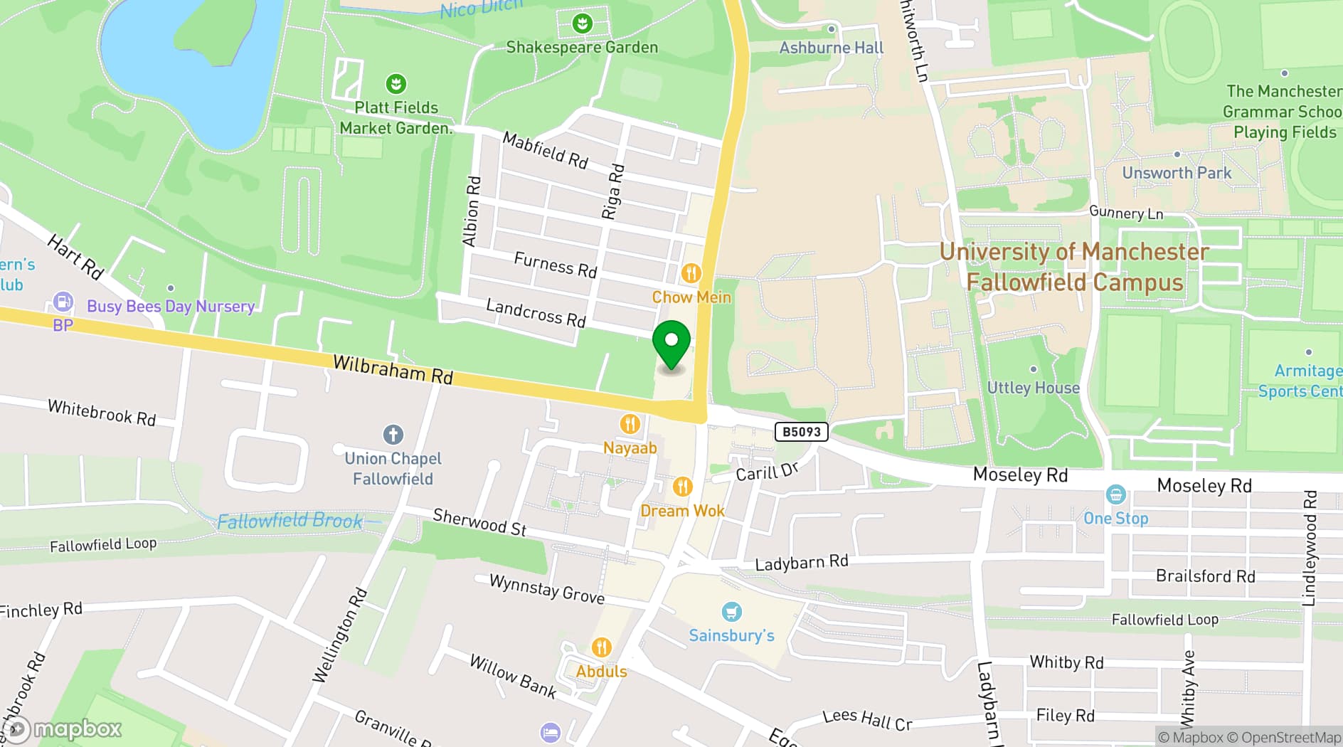 Map showing 256 Fallowfield