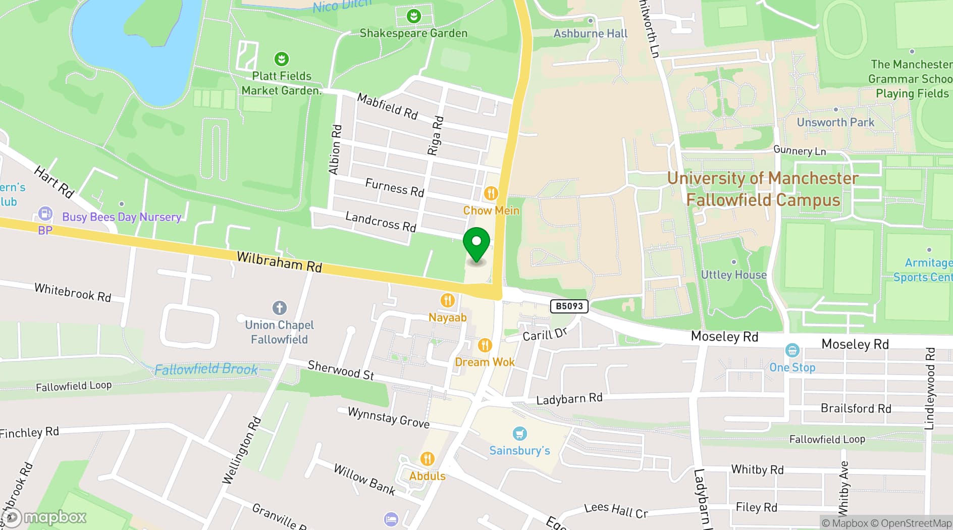 Map showing 256 Fallowfield