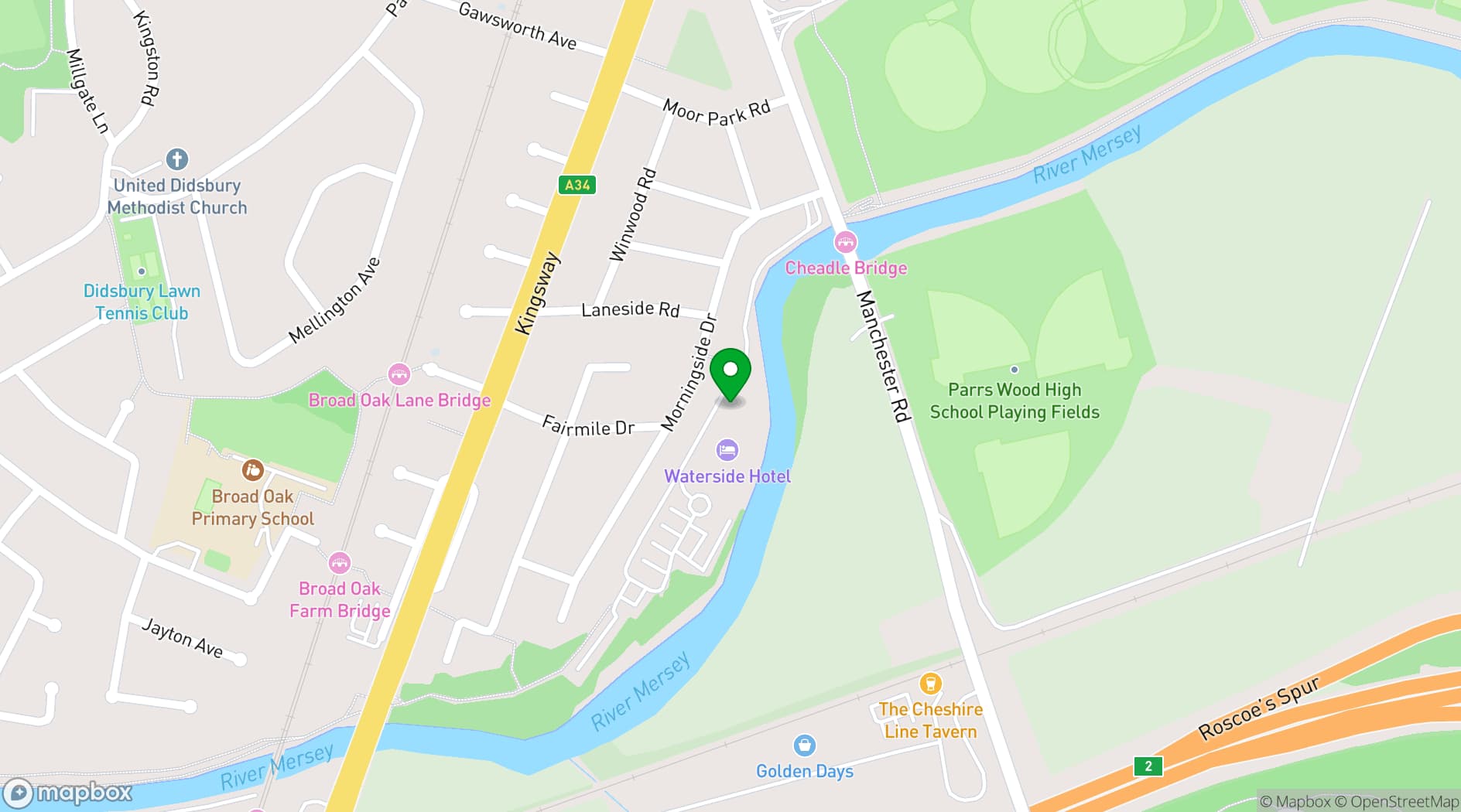 Map showing Waterside Hotel & Leisure Club