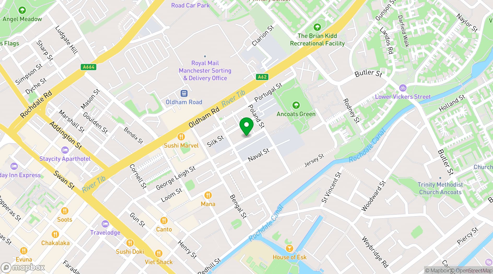Map showing Des Fildes Hire Studio