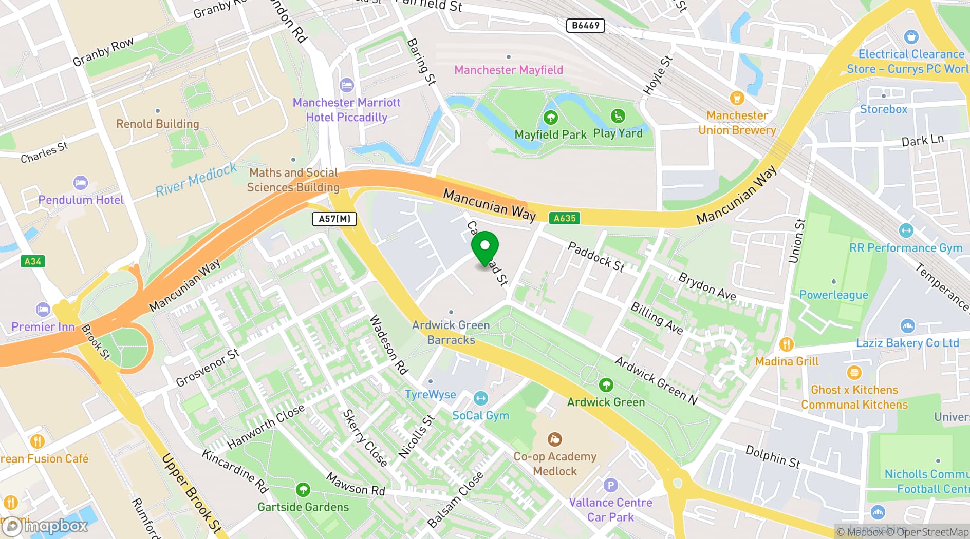 Map showing Progress Centre