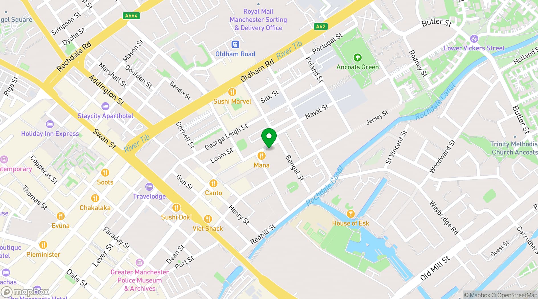 Map showing The Hip Hop Chip Shop
