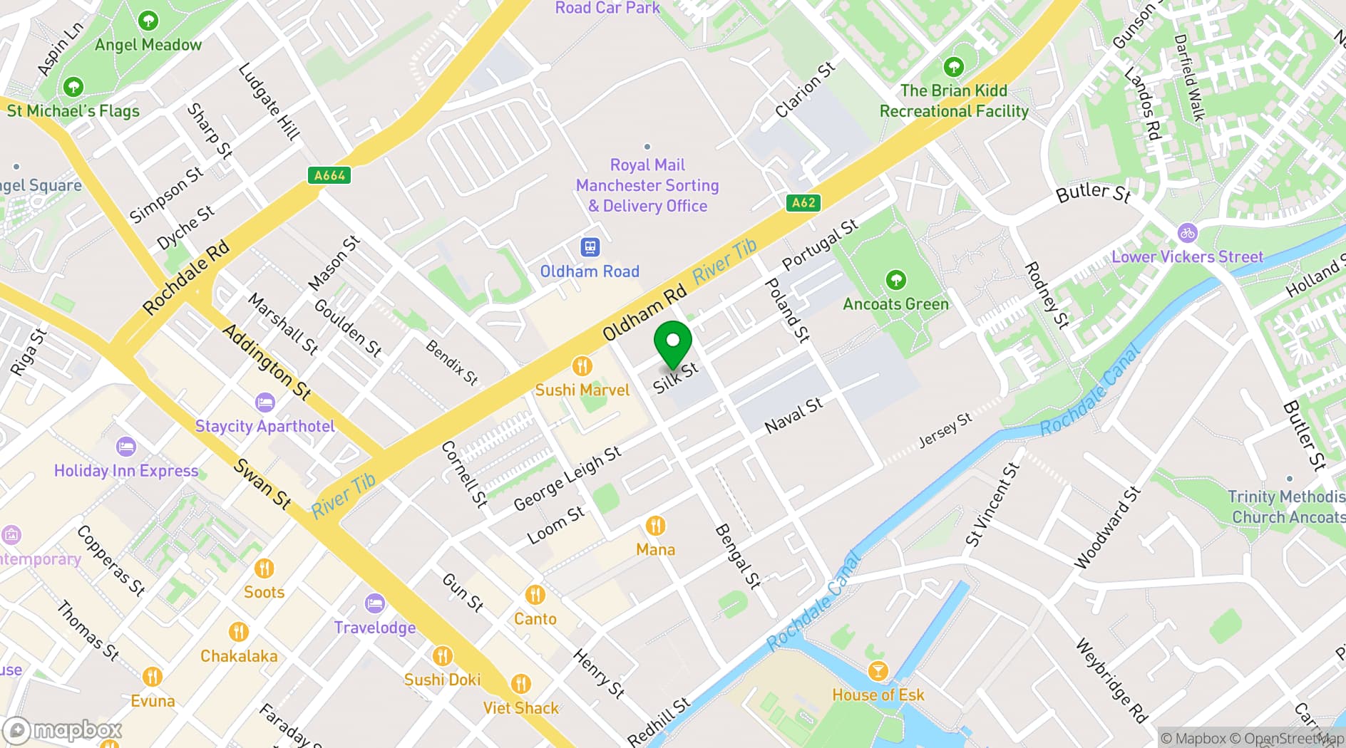 Map showing Colony One Silk St