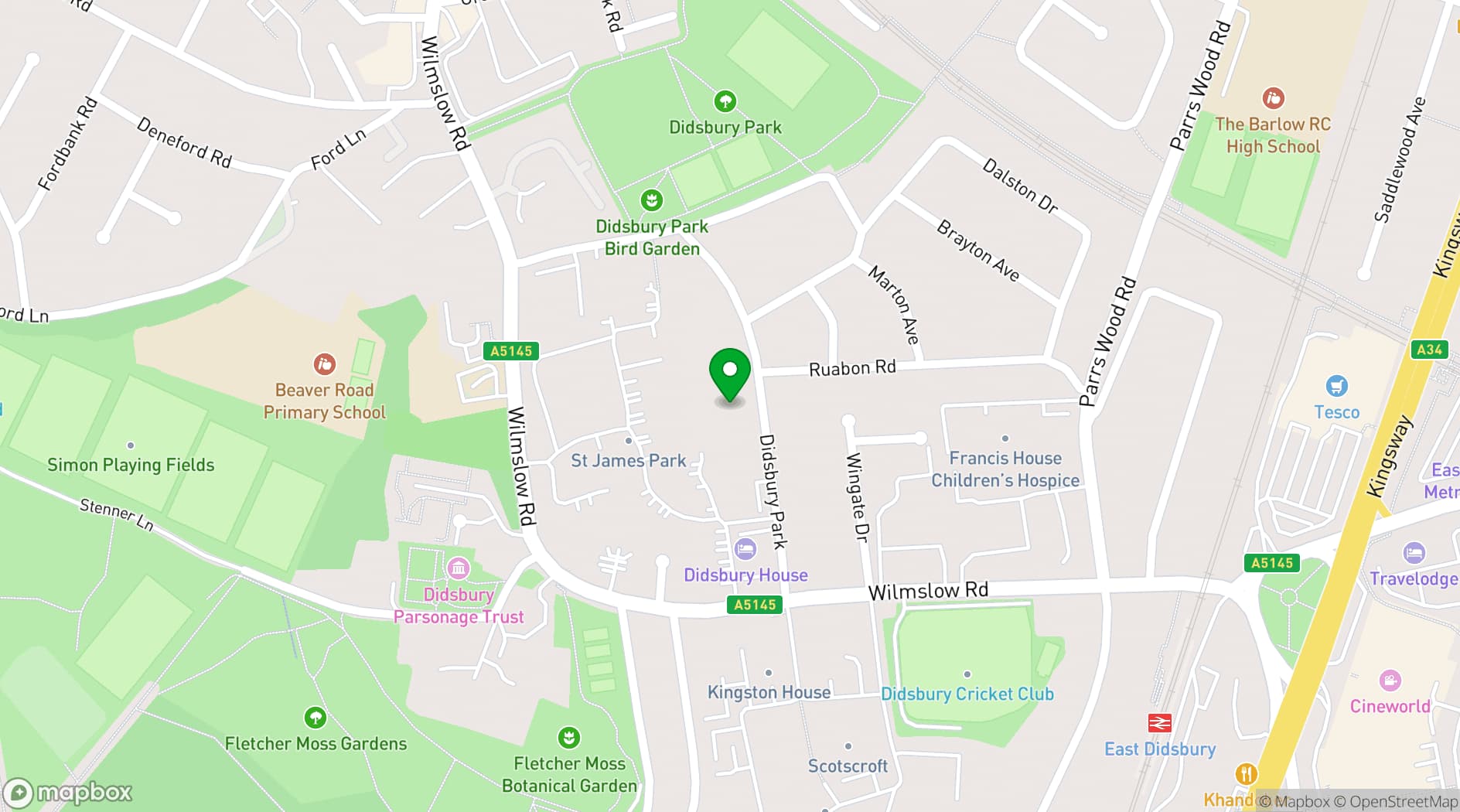 Map showing Eleven Didsbury Park