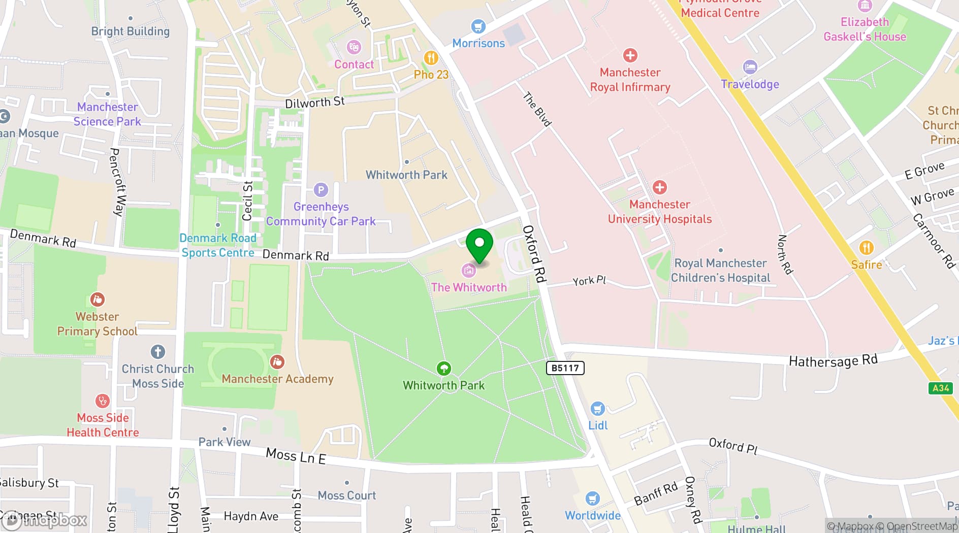 Map showing The Whitworth