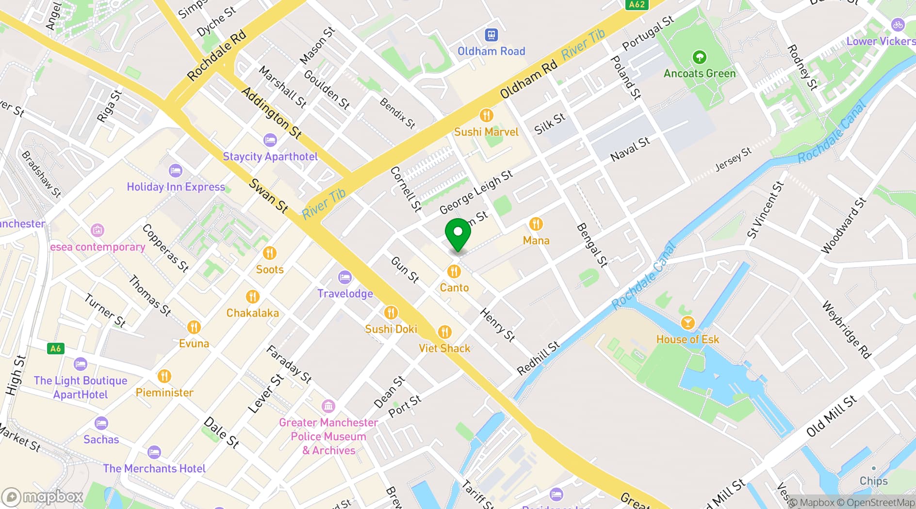 Map showing Jimmy's Manchester