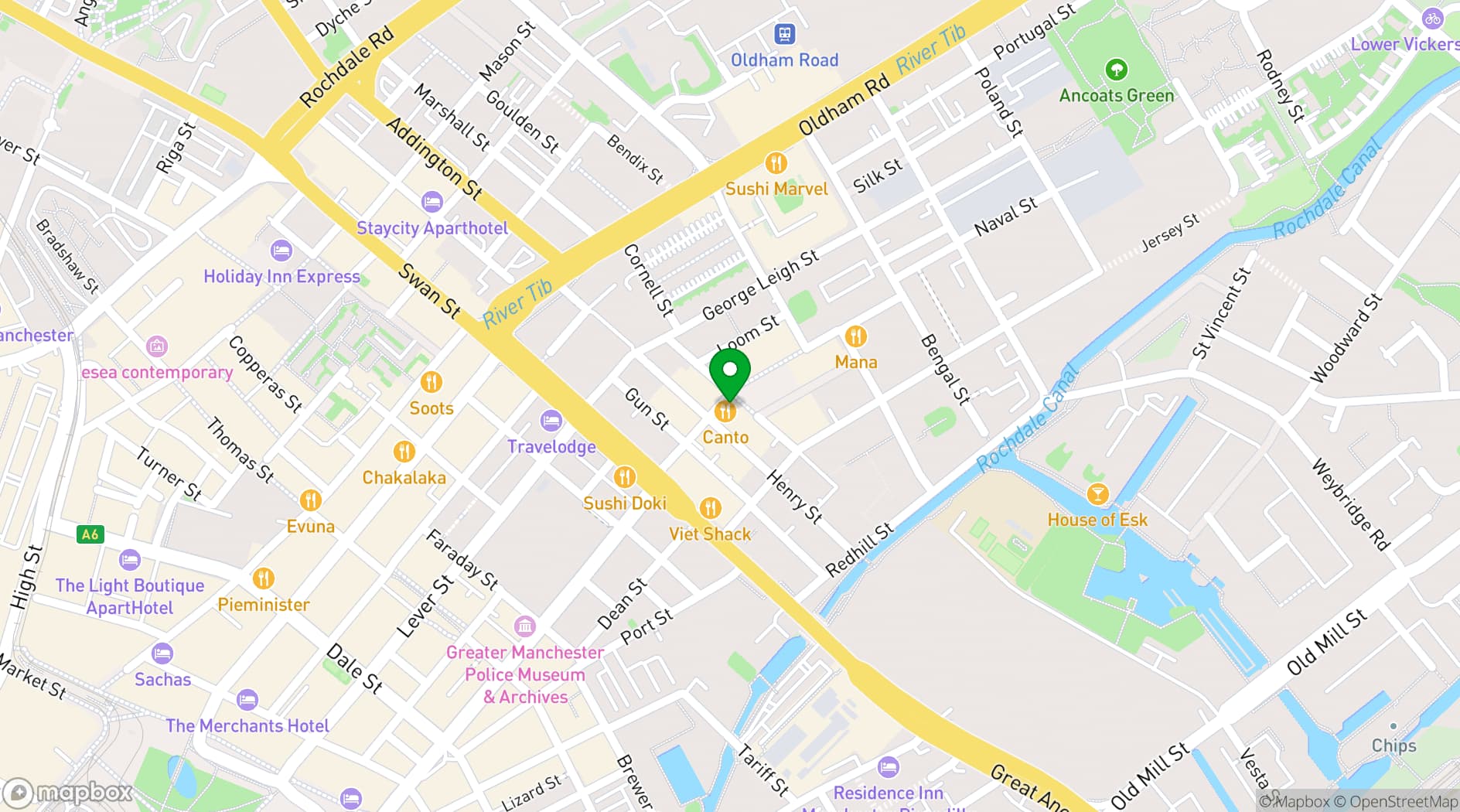Map showing Canto Restaurant