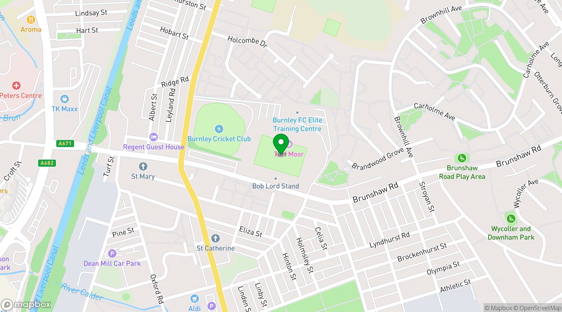 Map showing Burnley Football Club
